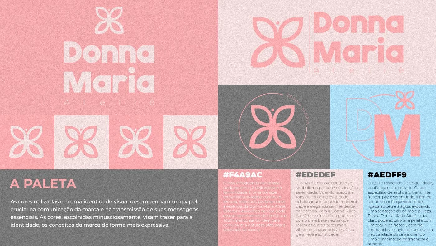 Paleta, assinaturas e versões cromáticas da Donna Maria